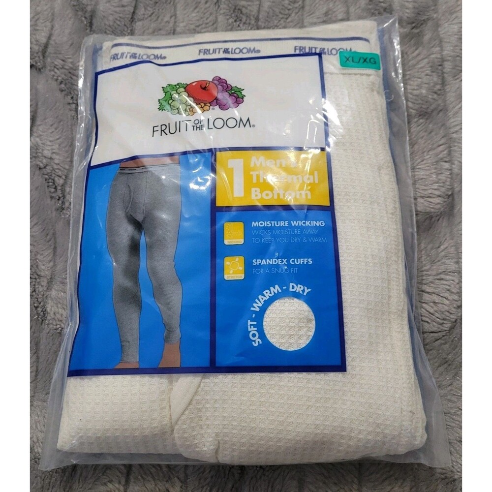 Fruit Of The Loom Mens XL Thermal Bottom Pants Natural Color Vtg 2017 NEW
